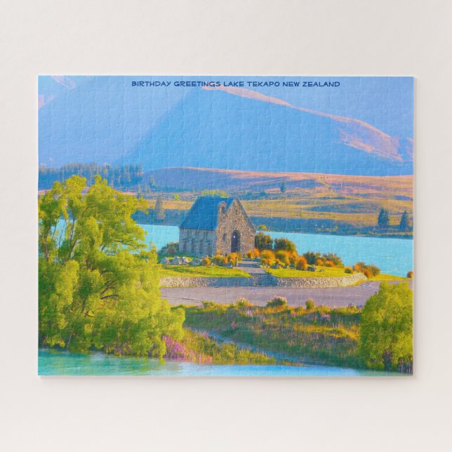 Quebra-cabeça Saudações de Aniversário Lago Tekapo Nova Zelândia (Horizontal)