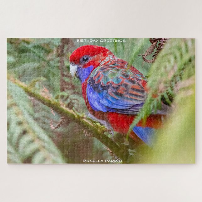 Quebra-cabeça Saudações de Aniversário Papagaio Rosella (Horizontal)