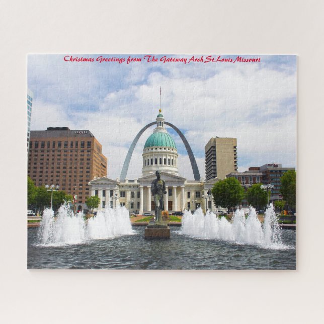 Quebra-cabeça Saudações de Natal do Gateway Arch Kiener Plaza (Horizontal)