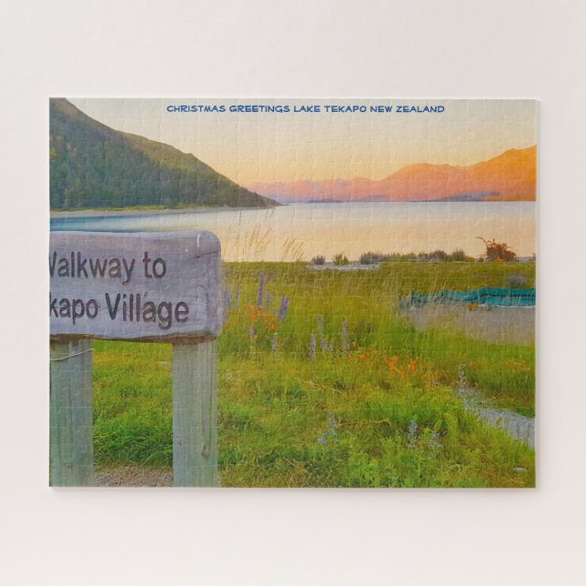 Quebra-cabeça Saudações de Natal Lago Tekapo Nova Zelândia (Horizontal)
