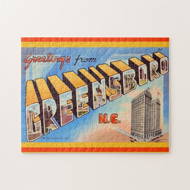 Quebra-cabeça Saudações Greensboro NC 11x14 (Horizontal)
