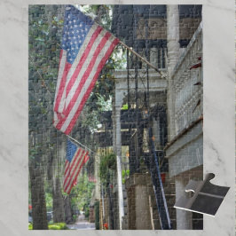 Quebra-cabeça Savannah GA Patriotic Flags Jones Rua Fotográfica