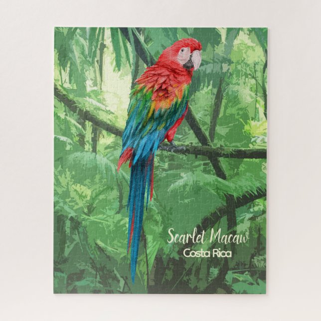 Quebra-cabeça Scarlet Macaw Costa Rica Design Jigsera Quebra-cab (Vertical)