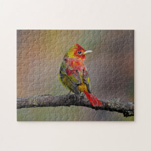 Quebra-cabeça Scarlet Tanager Molting - Fotografia original