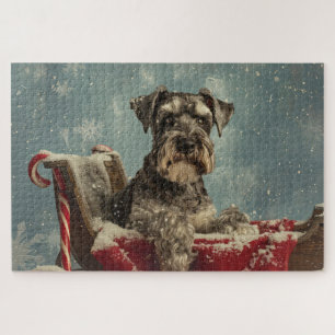 Quebra-cabeça Schnauzer Cachorro Natal Festivo