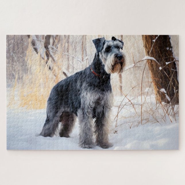 Quebra-cabeça Schnauzer Deixar nevar o Natal (Horizontal)