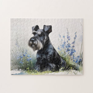 Quebra-cabeça Schnauzer em Aquarela