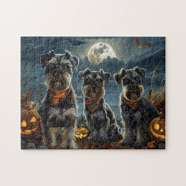 Quebra-cabeça Schnauzer Halloween Spooky (Horizontal)