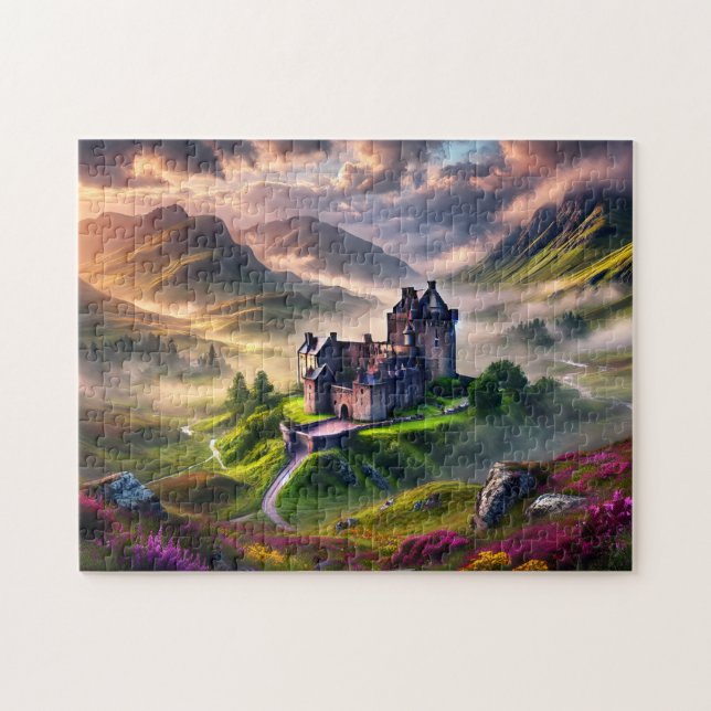 Quebra-cabeça Scottish Castle Mystical Highlands Landscape (Horizontal)