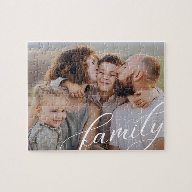 Quebra-cabeça Script de Foto de Família Personalizado (Horizontal)