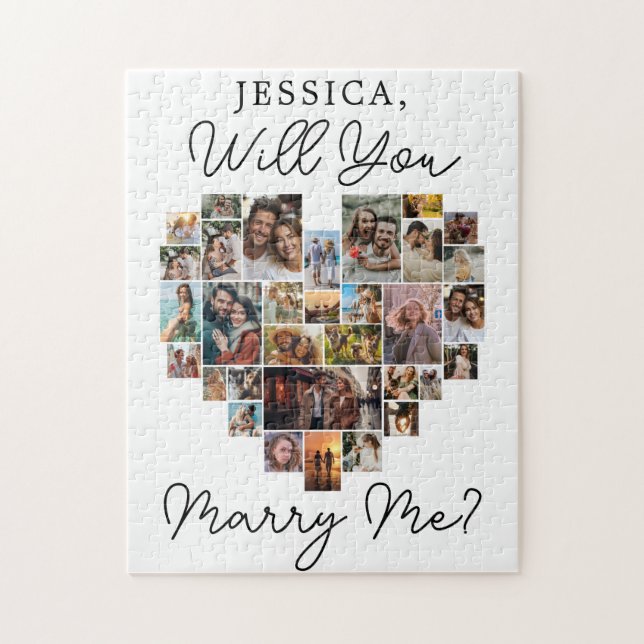 Quebra-cabeça Script Moderno de Colagem de Fotografias do Casal  (Vertical)