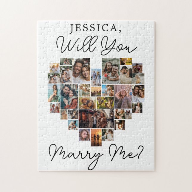 Quebra-cabeça Script Moderno de Colagem de Fotografias do Casal  (Vertical)