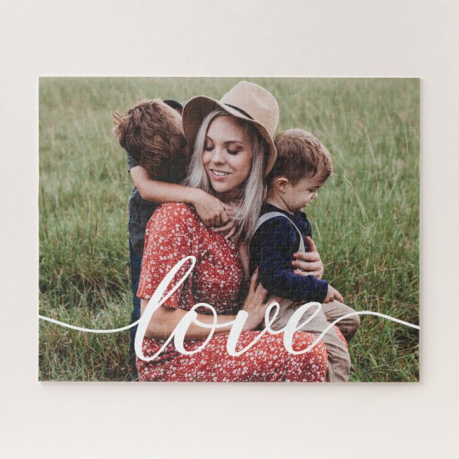 Quebra-cabeça Script personalizado de amor da família de fotos (Horizontal)