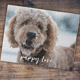 Quebra-cabeça Script Pet Dog Photo Template Puppy Love