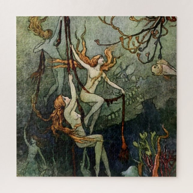 Quebra-cabeça “Sea Nymphs” by Warwick Goble (Vertical)