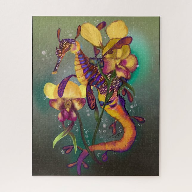 Quebra-cabeça Seadragão fraco com orquídeas (Vertical)
