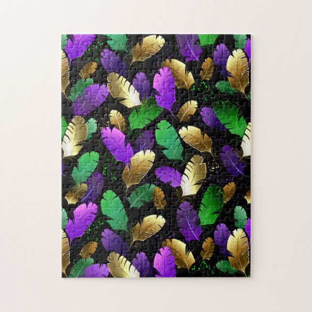 Quebra-cabeça Seamless Pattern with Mardi Gras feathers (Vertical)