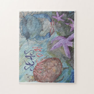 Quebra-cabeça Seas seu dia Sealife Watercolor de 11x14" quebra-c