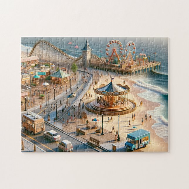 Quebra-cabeça Seaside Boardwalk Carnival by the Beach (Horizontal)