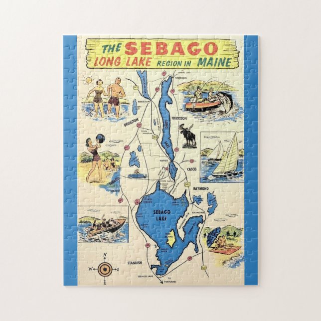 Quebra-cabeça Sebago Lake Vintage Maine (Vertical)
