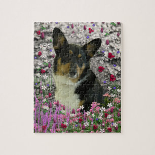 Quebra-cabeça Sebastian o Corgi de Galês nas flores