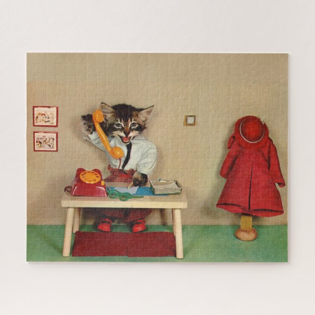 Quebra-cabeça secretária do gatinho (Horizontal)