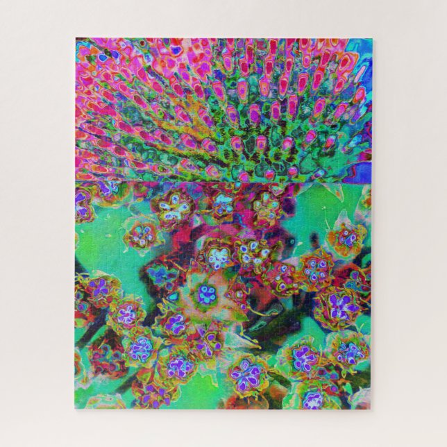Quebra-cabeça Sedum Roxo Groovy Abstrato Psicodélico (Vertical)