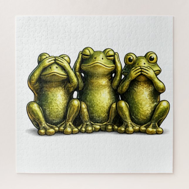 Quebra-cabeça See Hear Speak No Evil Funny Frogs (Vertical)