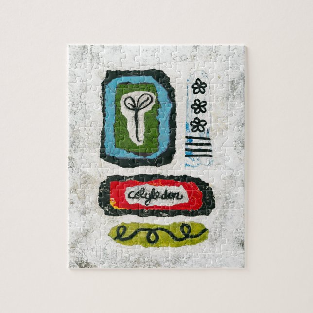 Quebra-cabeça Seedling Cotyledon Jigserle Puzzle - Arte abstrata (Vertical)