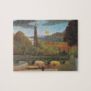 Quebra-cabeça Seine e Eiffel Tower no Sunset por Henri Rousseau