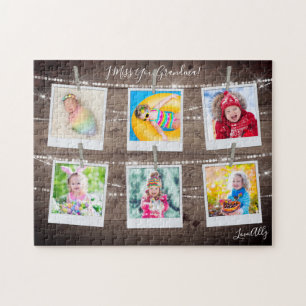 Quebra-cabeça Seis Fotos Da Madeira Rústica Personalizadas