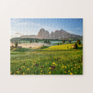 Quebra-cabeça Seiser Alm, cumes da dolomite, Italia