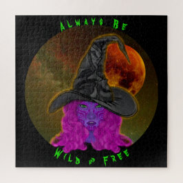Quebra-cabeça Seja sempre bruxa do Dia das Bruxas Roxo Selvagem 