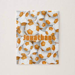 Quebra-cabeça seleção branca laranja cor futebol infantil