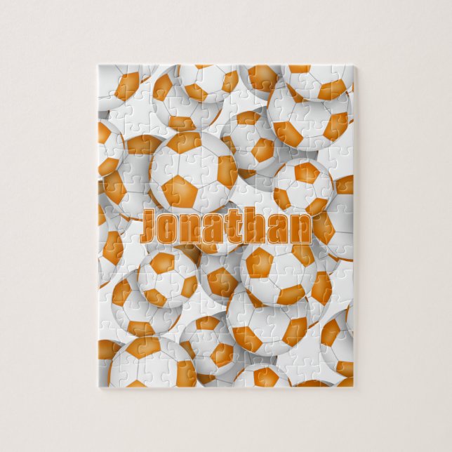 Quebra-cabeça seleção branca laranja cor futebol infantil (Vertical)