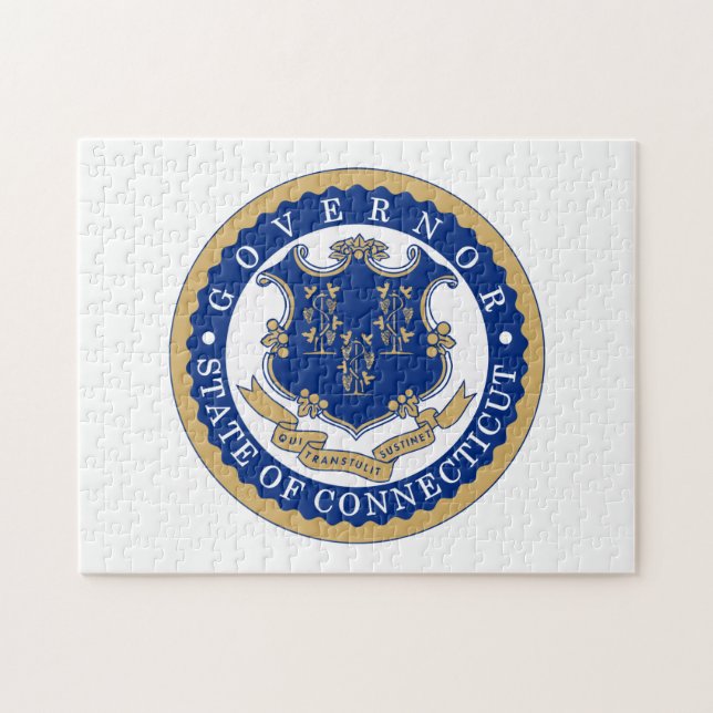 Quebra-cabeça Selo do Estado de Connecticut. (Horizontal)
