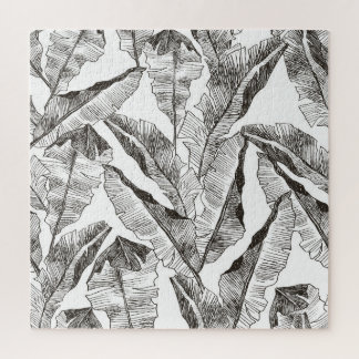 Quebra-cabeça Selva Branca Negra: Padrão Vegetal Tropical