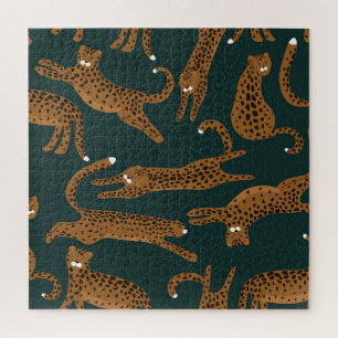 Quebra-cabeça Selva Leopardo: Impressão Animal Vintage.