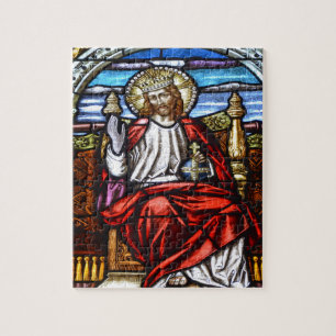 Quebra-cabeça Senhor Jesus no vitral do trono