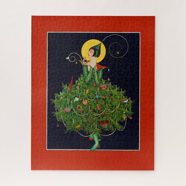 QUEBRA-CABEÇA SENHORA COM NATAL PRESTA A FASHION DE BELEZA ART D (Vertical)