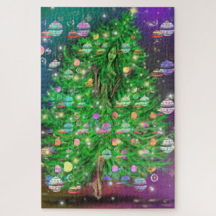 Quebra-cabeça Senhora da Árvore de Natal - Pintura Abstrato Fan