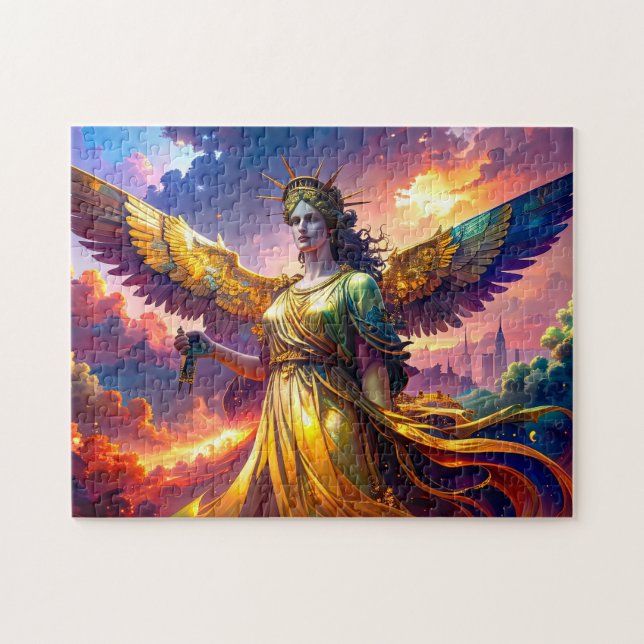 Quebra-cabeça Senhora da Liberdade Mitológica Asa Deusa Ficção C (Horizontal)