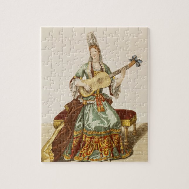 Quebra-cabeça Senhora da qualidade que joga a guitarra, placa de (Vertical)