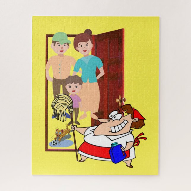 Quebra-cabeça - Senhora de Limpeza Amarela (Vertical)