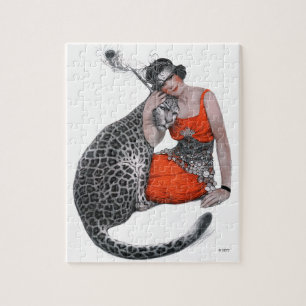 Quebra-cabeça Senhora e leopardo