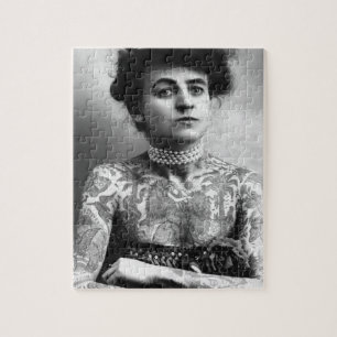 Quebra-cabeça Senhora Tattooed - mulher com tatuagens - vintage