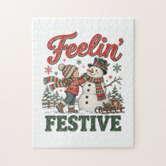 Quebra-cabeça Sentindo-se Festivo Boneco de Neve de Natal Crianç