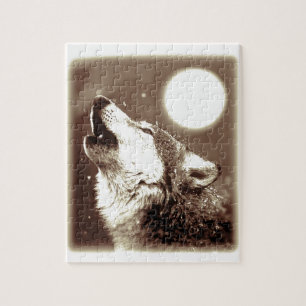 Quebra-cabeça Sepia Wolf & Moon