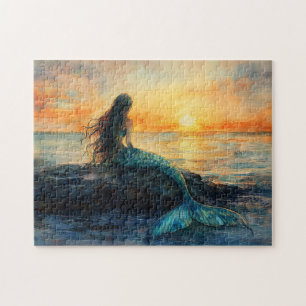 Quebra-cabeça Sereia assistindo uma arte nascente