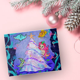 Quebra-cabeça Sereia Celebrando o Natal em Caverna Marinha